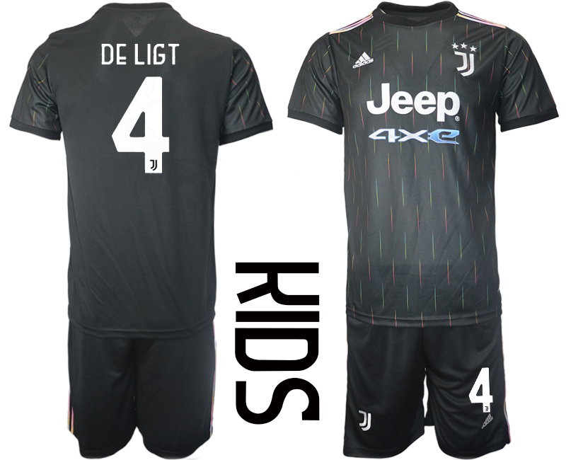 Youth 2021-2022 Club Juventus away black #4 Soccer Jersey